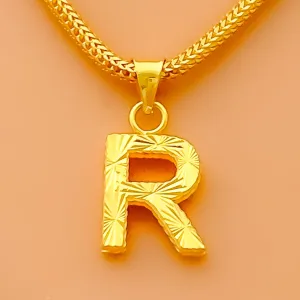 Ethereal Etched  22k Gold Letter Pendant