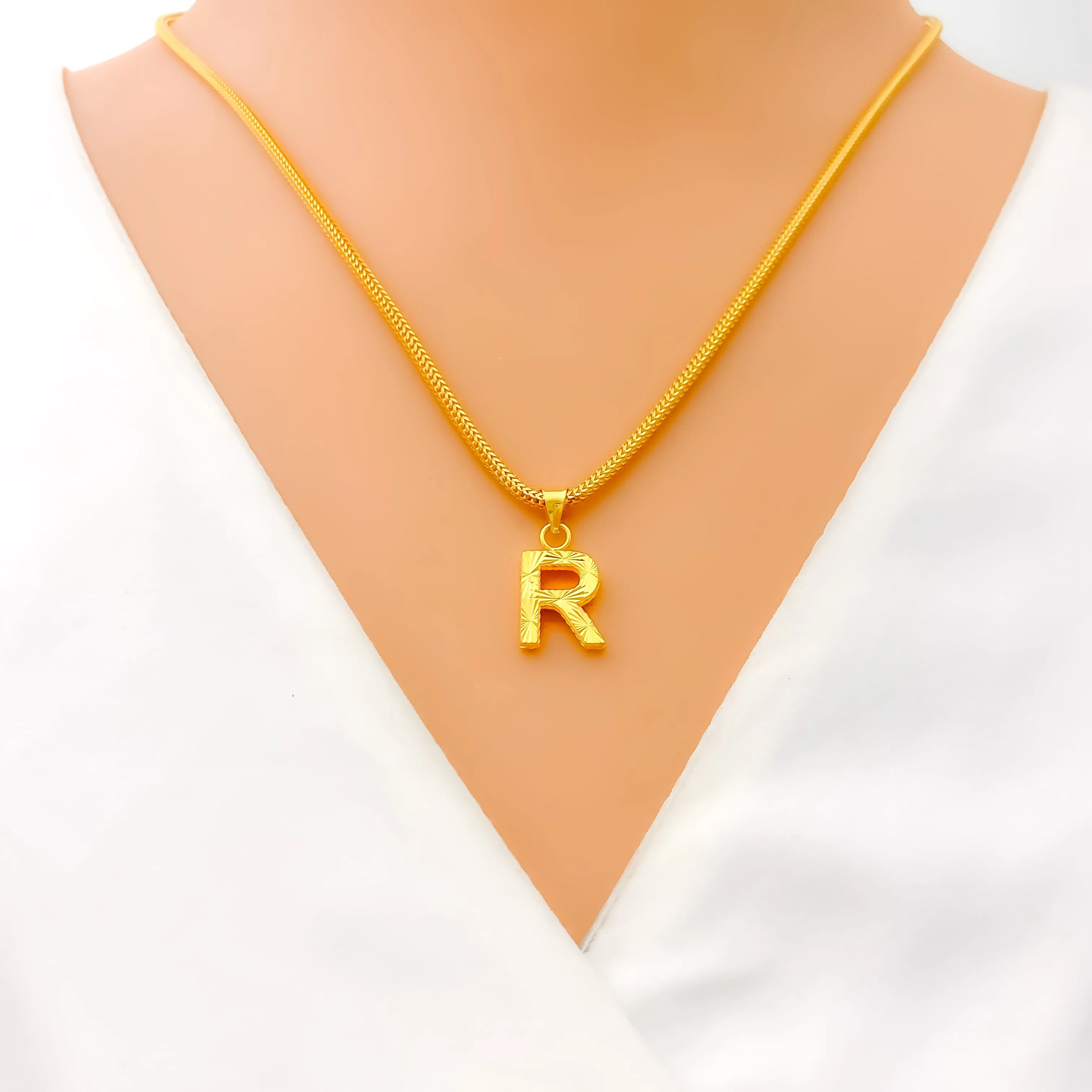 Ethereal Etched  22k Gold Letter Pendant