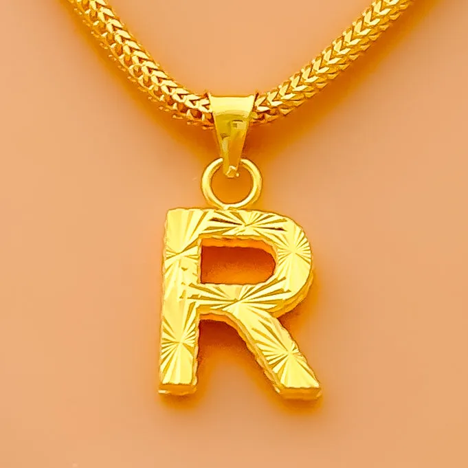 Ethereal Etched  22k Gold Letter Pendant