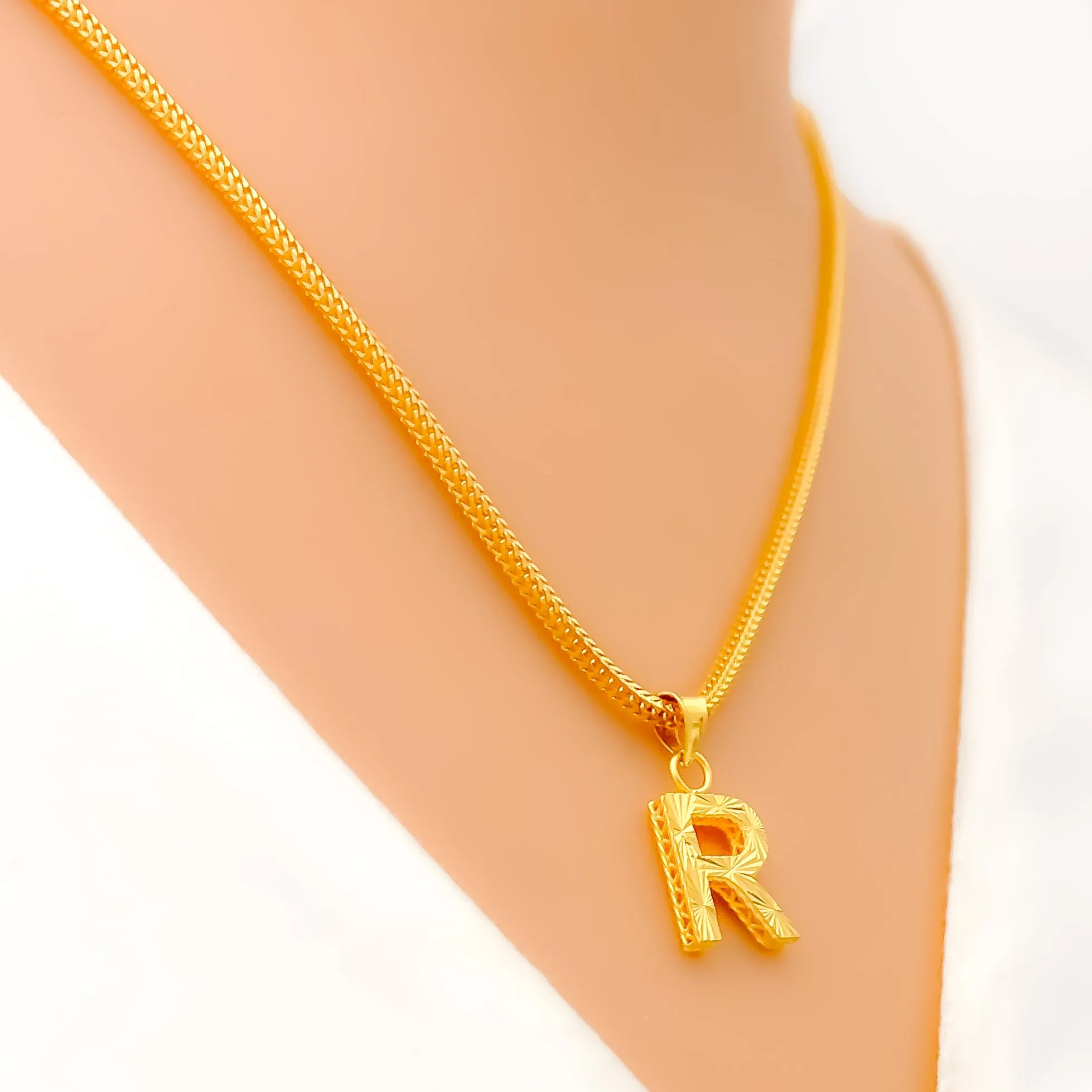 Ethereal Etched  22k Gold Letter Pendant