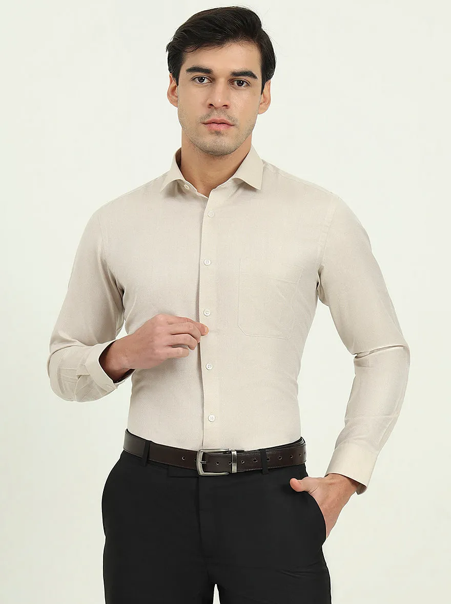 Fawn Solid Slim Fit Formal Shirt | Greenfibre