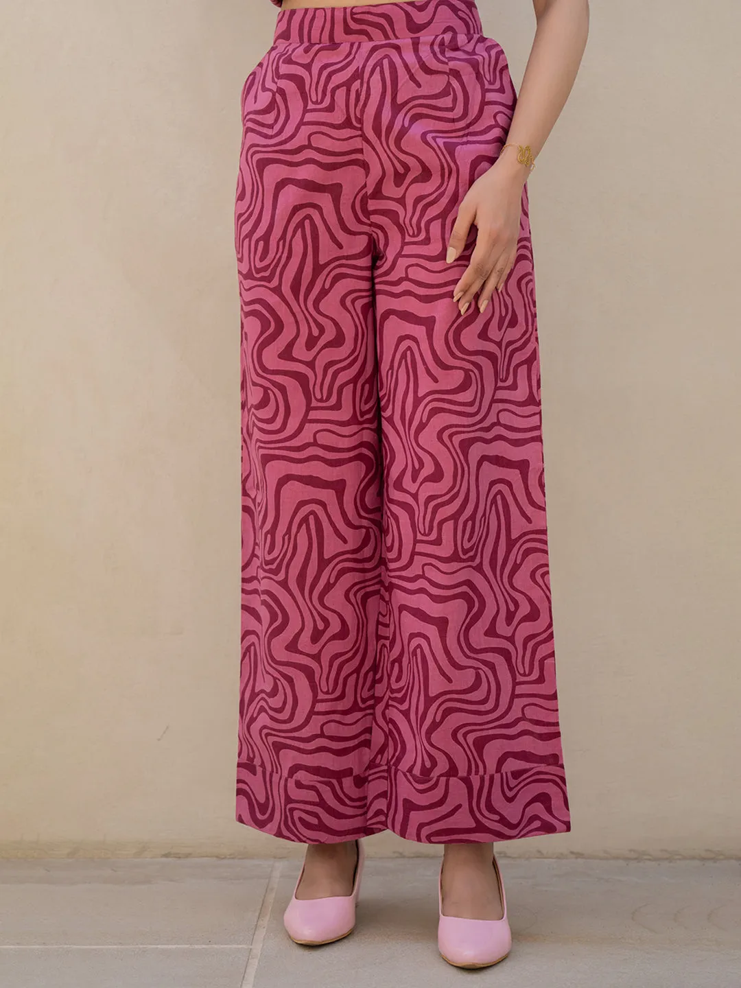Fluid Wave Mulberry Haze Magenta Co-Ord Set