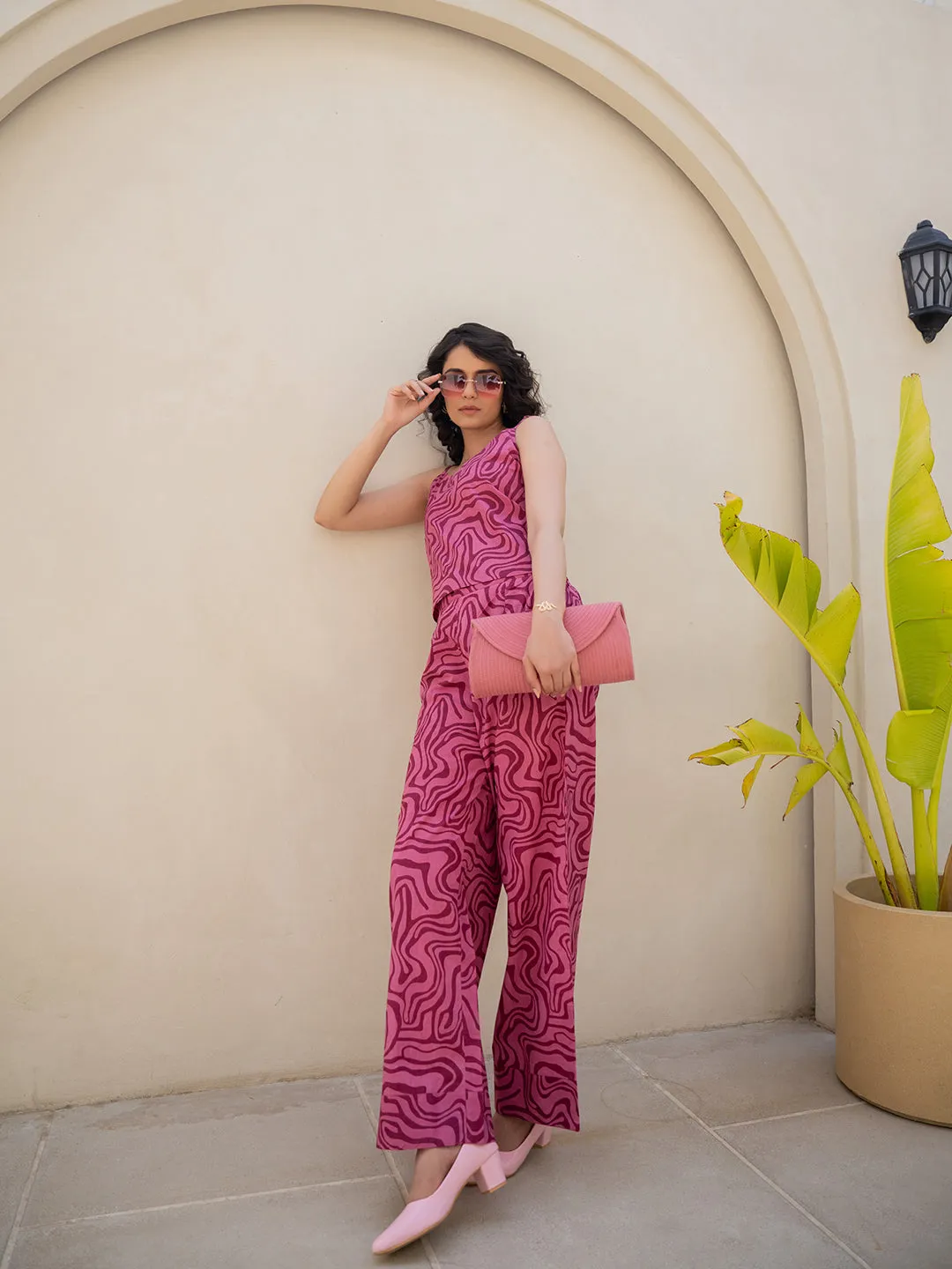 Fluid Wave Mulberry Haze Magenta Co-Ord Set