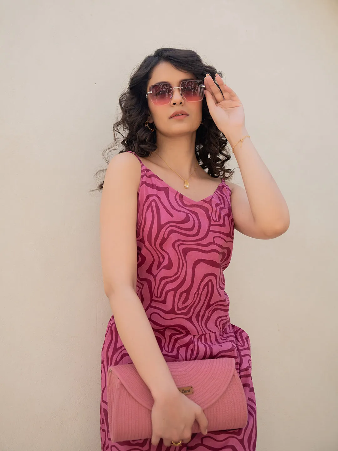 Fluid Wave Mulberry Haze Magenta Co-Ord Set