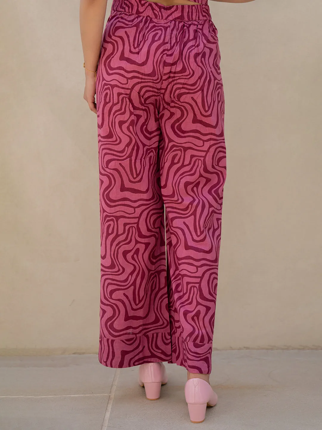 Fluid Wave Mulberry Haze Magenta Co-Ord Set
