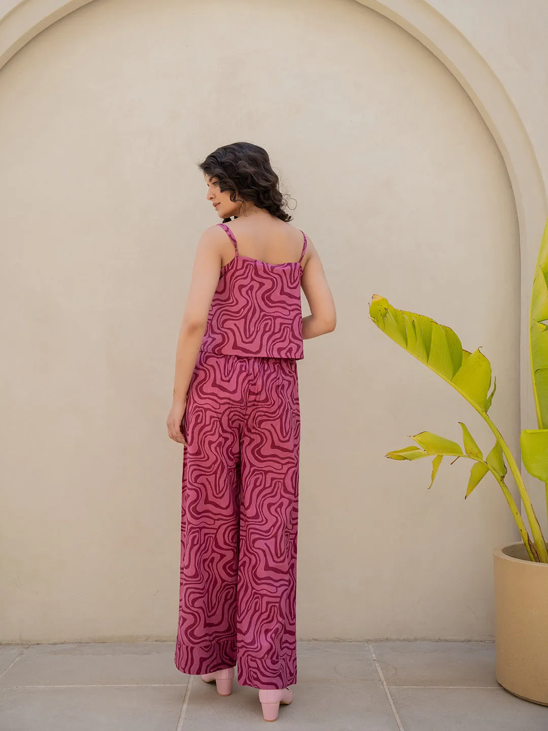 Fluid Wave Mulberry Haze Magenta Co-Ord Set