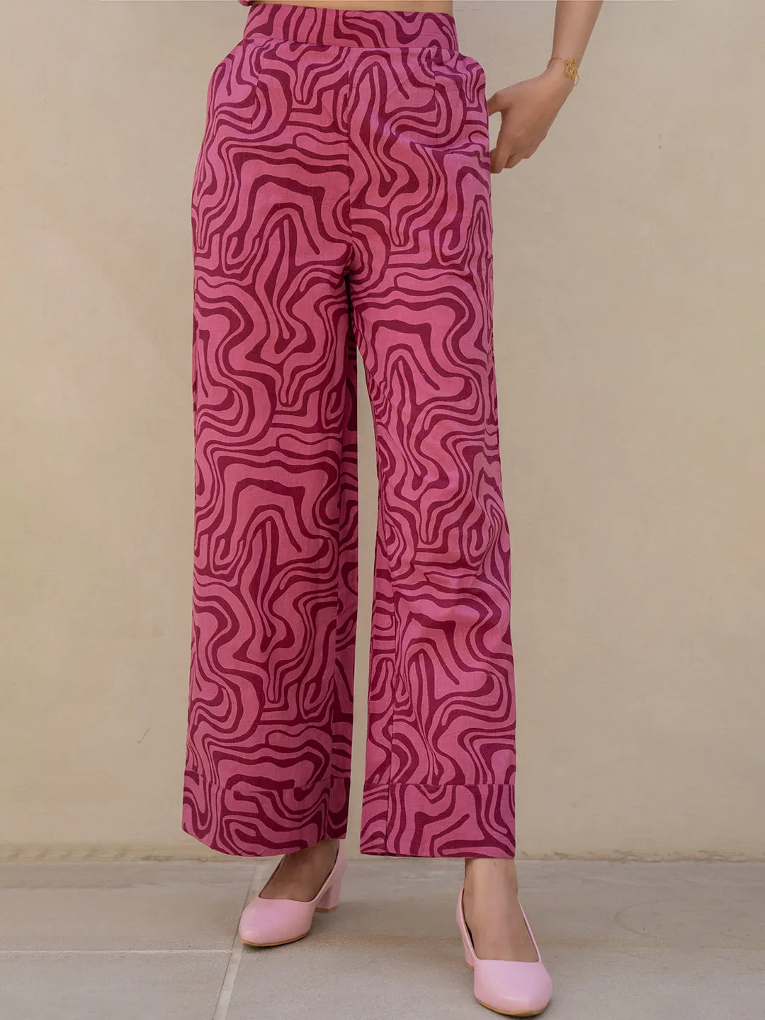 Fluid Wave Mulberry Haze Magenta Co-Ord Set
