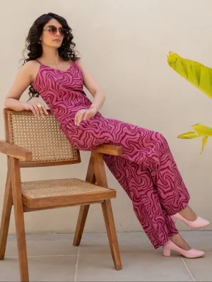 Fluid Wave Mulberry Haze Magenta Co-Ord Set