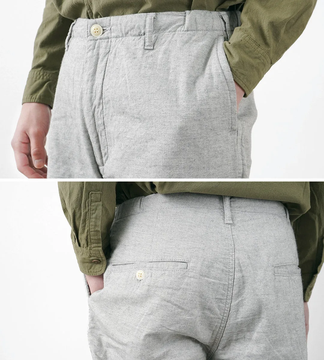 FOB FACTORY / F0513 Cotton Linen Double Weave Chambray Pants