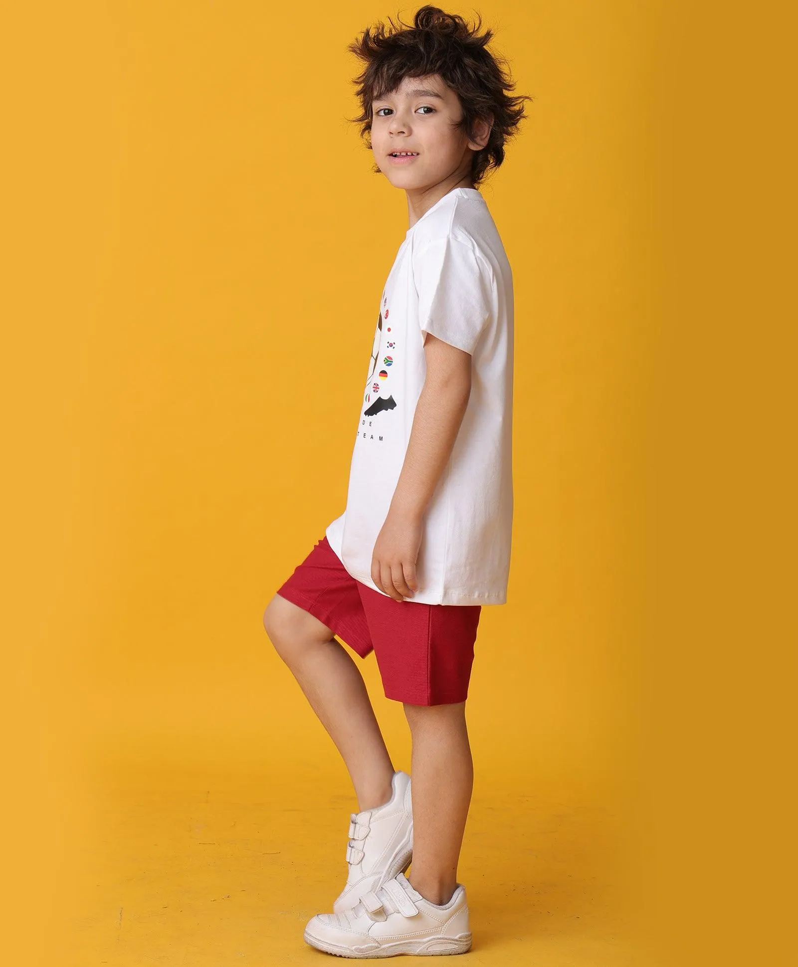 FOOTBALL TEAM RED SHORTS SET - WHITE/RED
