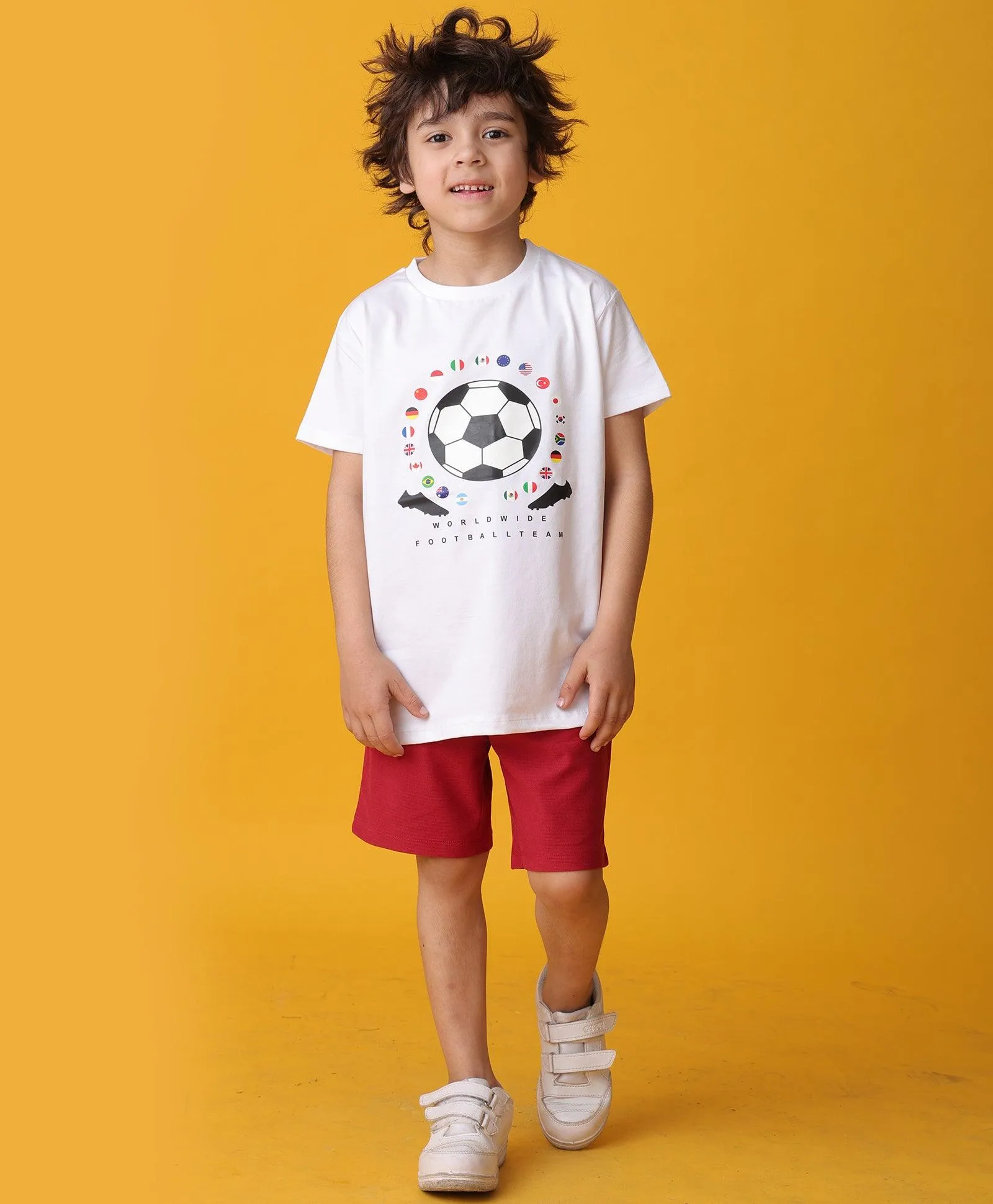 FOOTBALL TEAM RED SHORTS SET - WHITE/RED