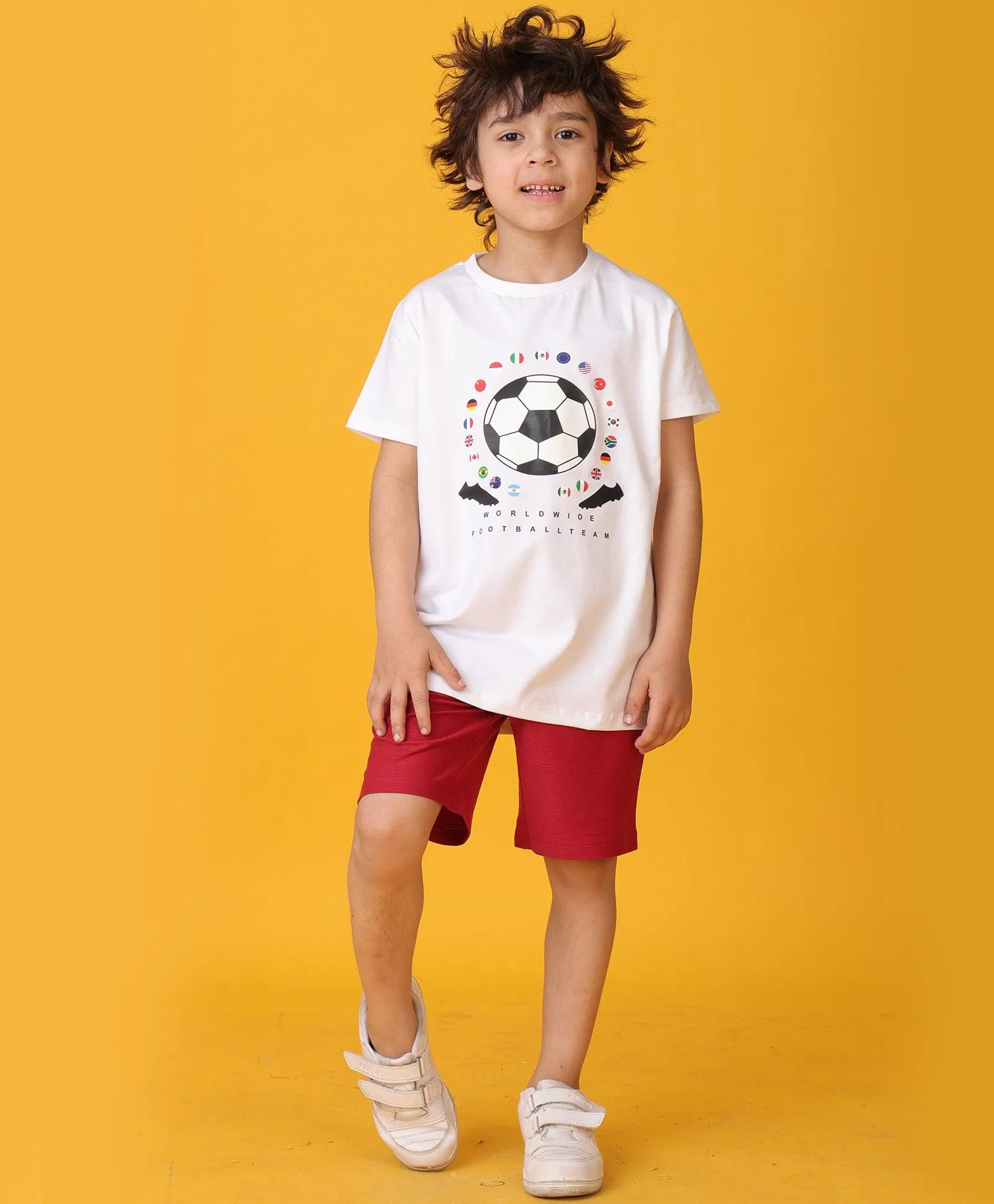 FOOTBALL TEAM RED SHORTS SET - WHITE/RED
