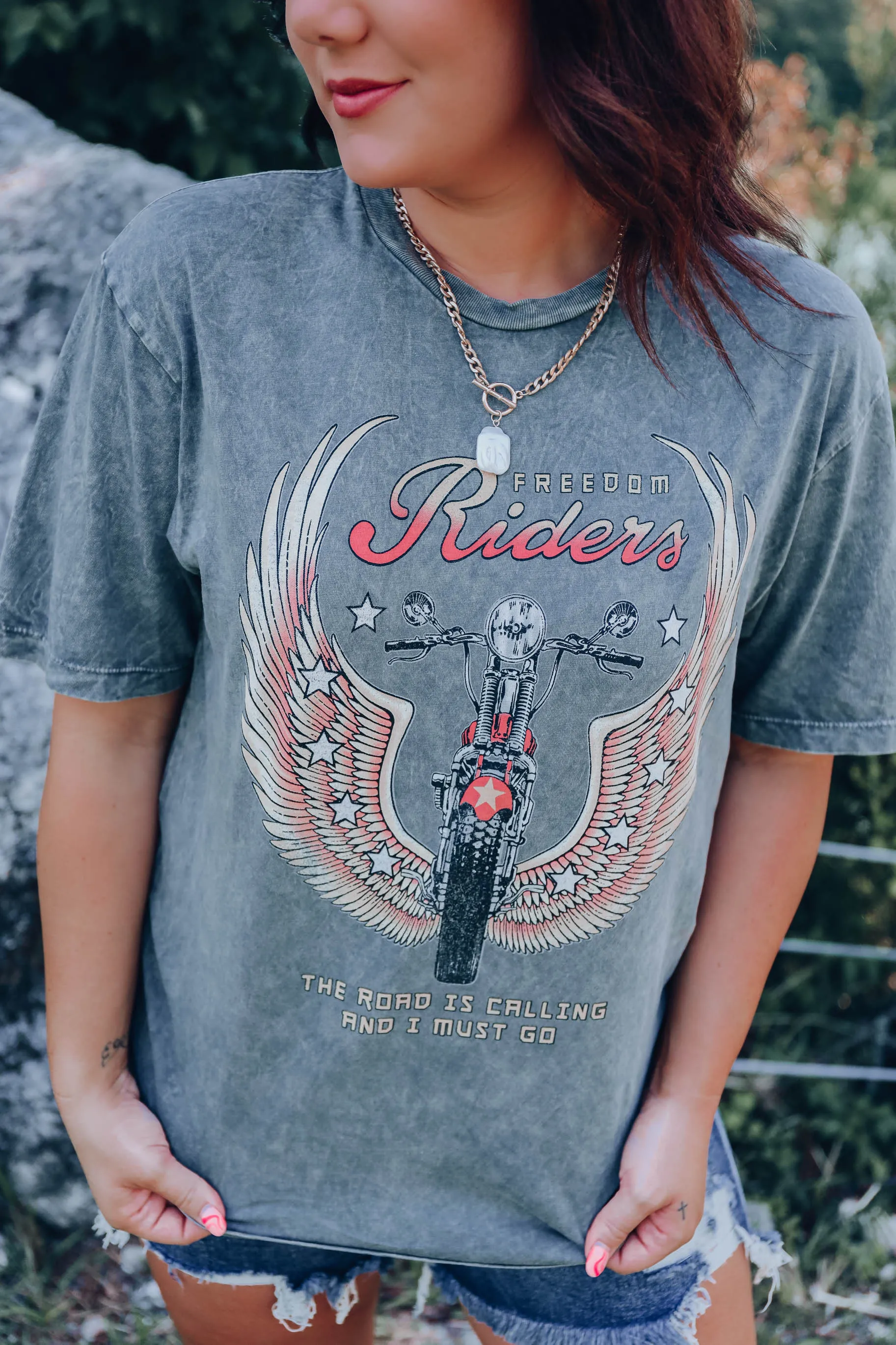 Freedom Rider Graphic Tee - Grey