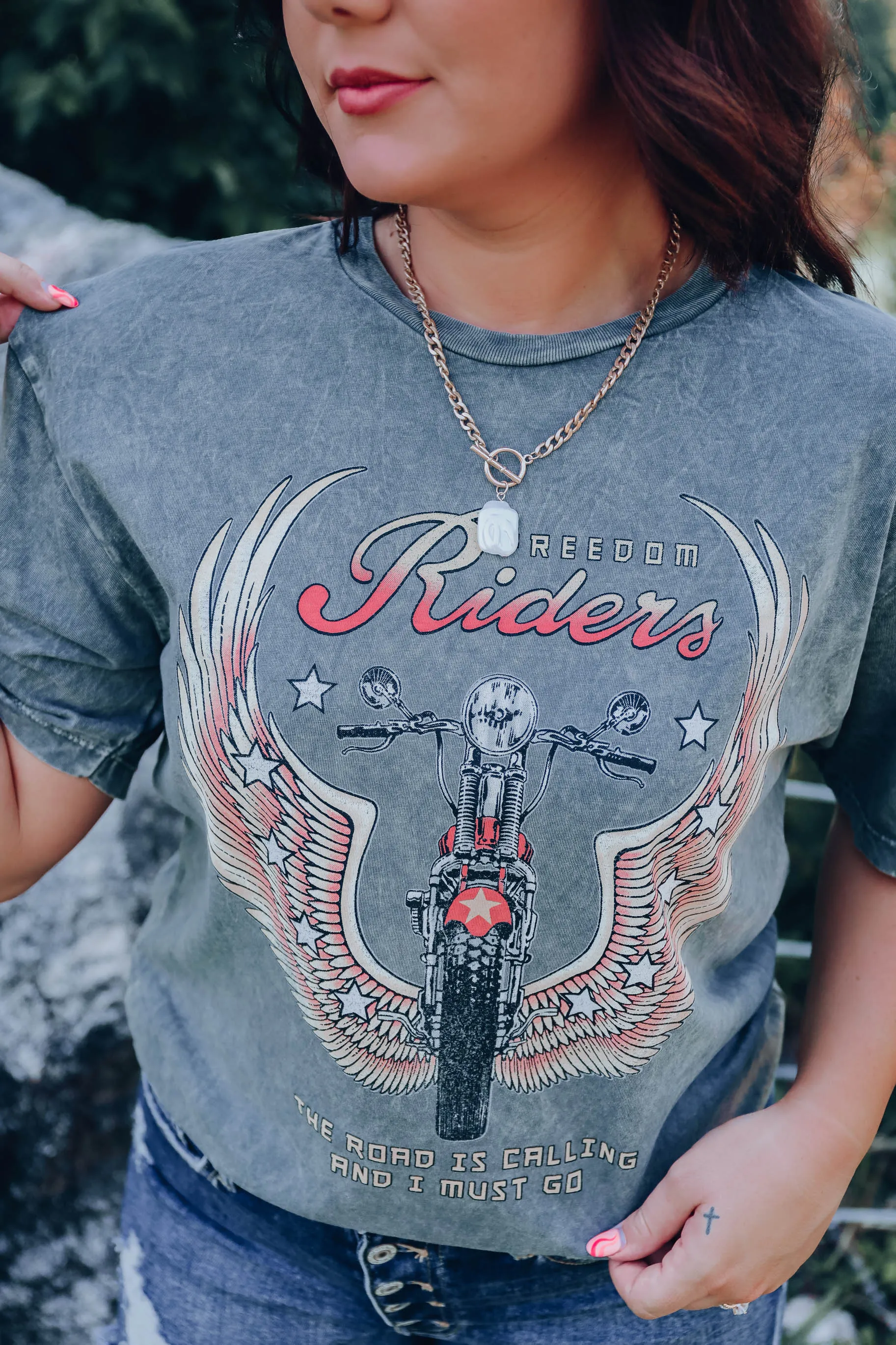 Freedom Rider Graphic Tee - Grey