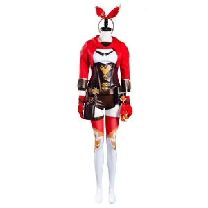 Genshin Impact Halloween Carnival Suit Amber Cosplay Costume Jumpsuit Outfit