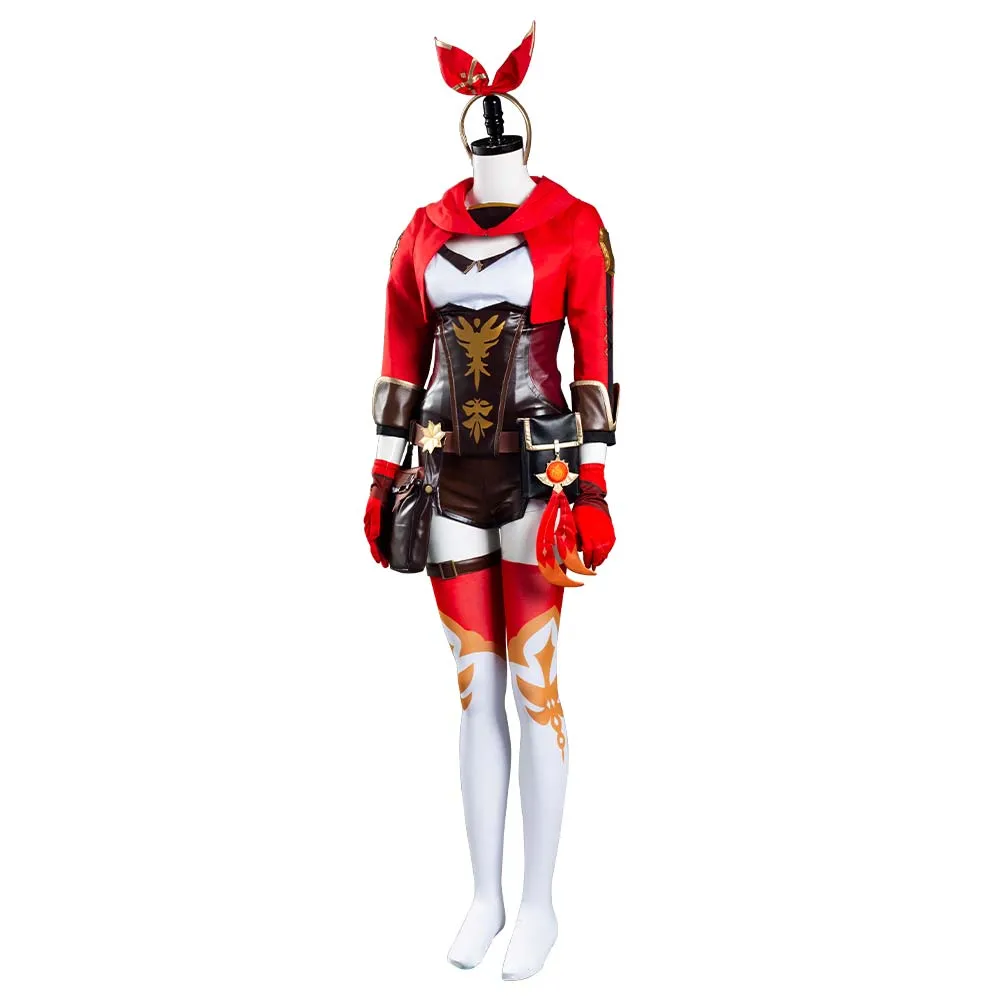 Genshin Impact Halloween Carnival Suit Amber Cosplay Costume Jumpsuit Outfit