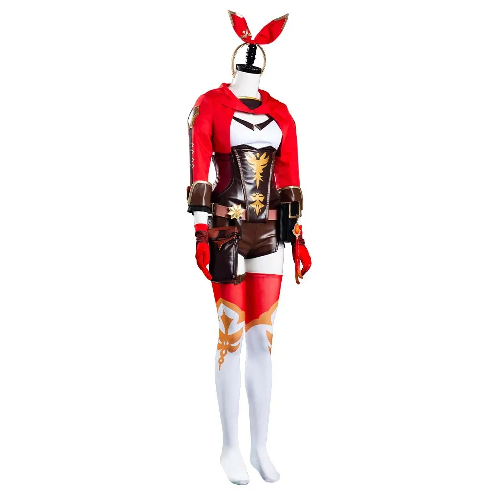 Genshin Impact Halloween Carnival Suit Amber Cosplay Costume Jumpsuit Outfit