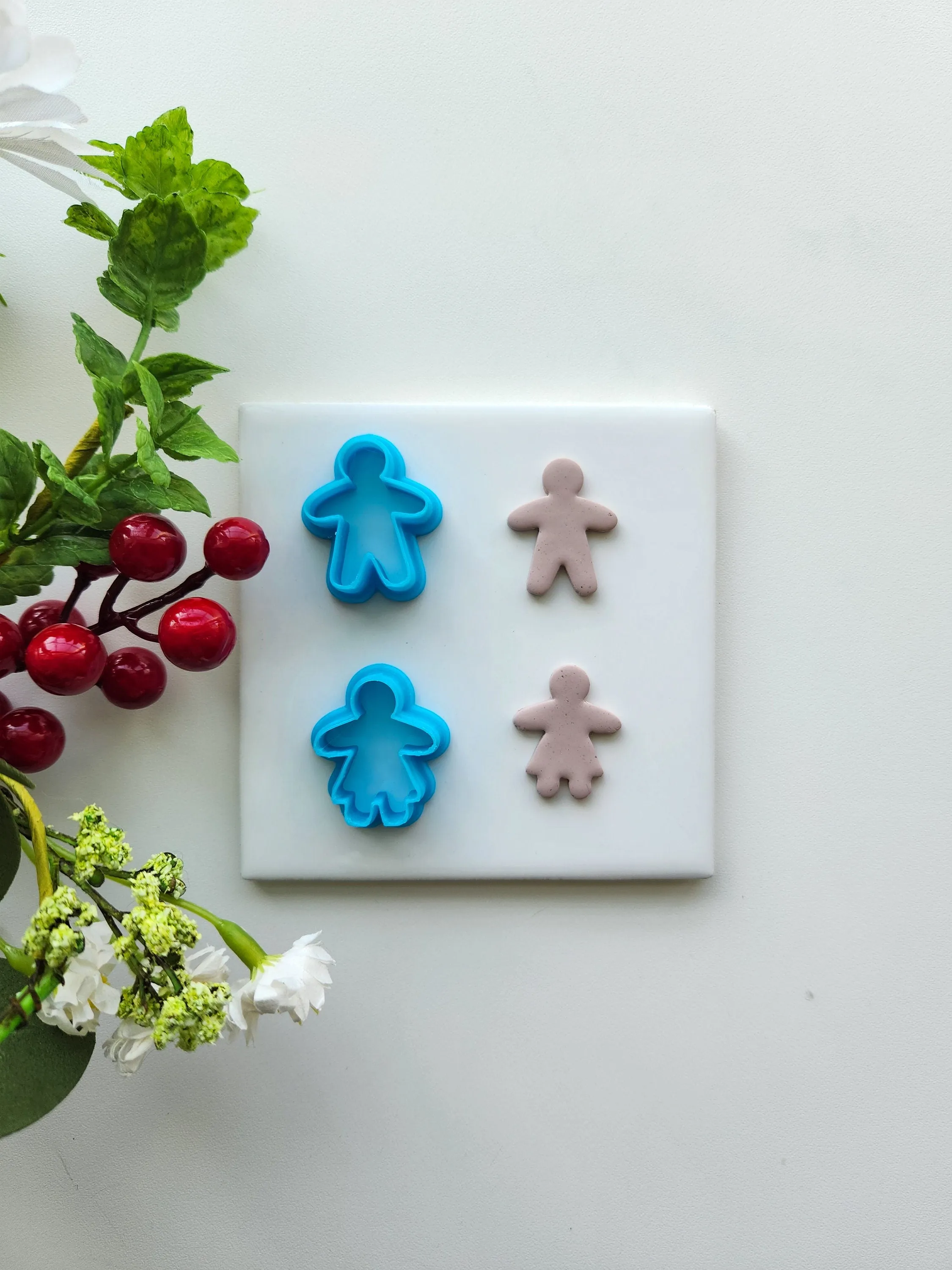 Gingerbread Couple Set | Christmas Polymer Clay Cutter