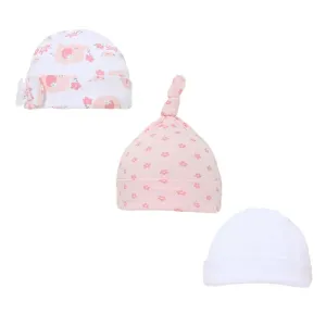 GIRLS 3 PACK ELEPHANT HATS (0-9 MONTHS) H52
