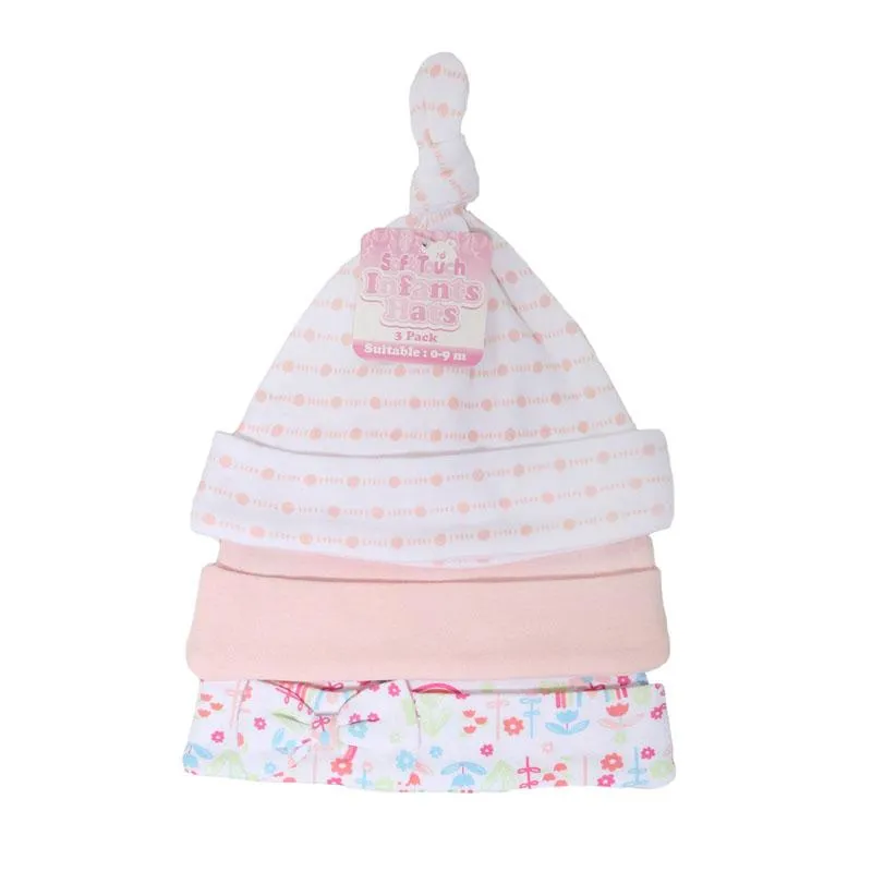 GIRLS 3 PACK RAINBOW HATS (0-9 MONTHS) H53