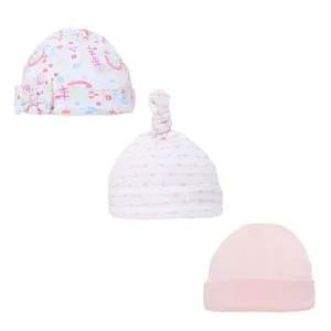 GIRLS 3 PACK RAINBOW HATS (0-9 MONTHS) H53