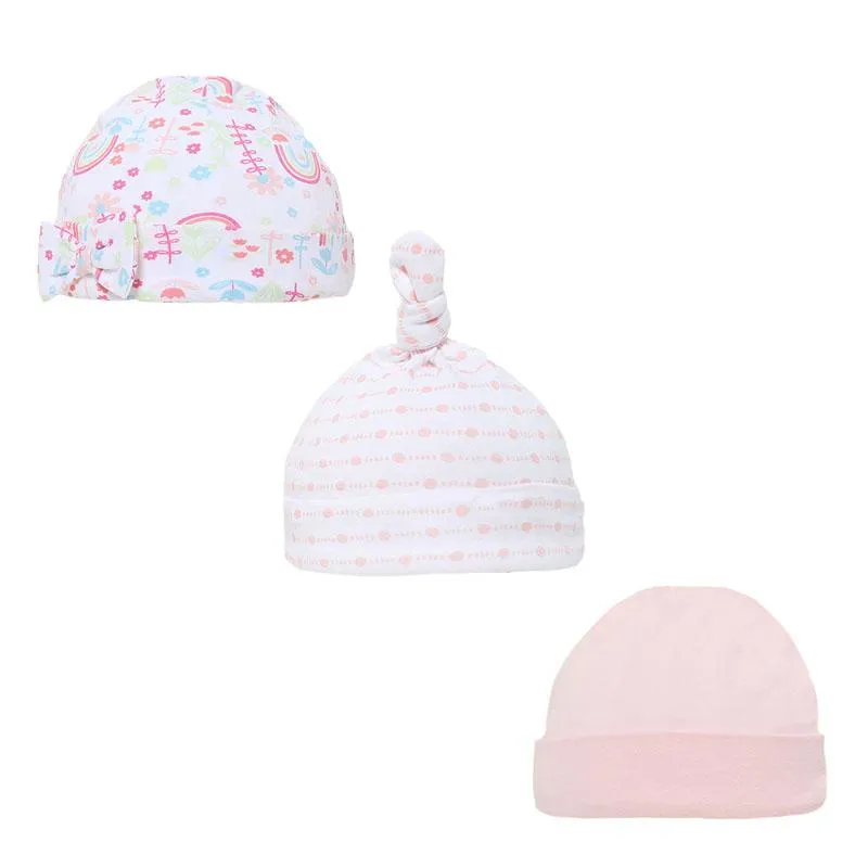 GIRLS 3 PACK RAINBOW HATS (0-9 MONTHS) H53