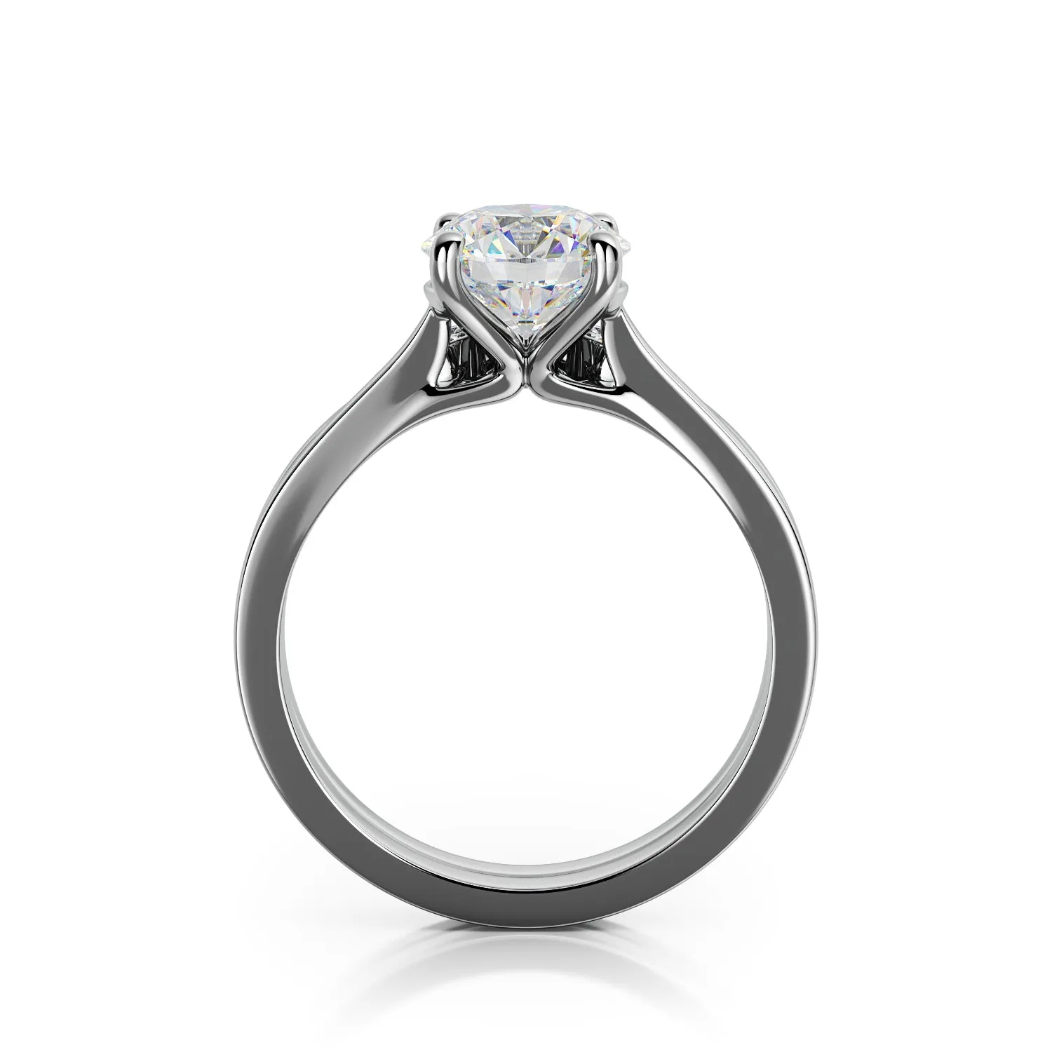 Glare plain Band Natural Round Cut Diamond Engagement Set
