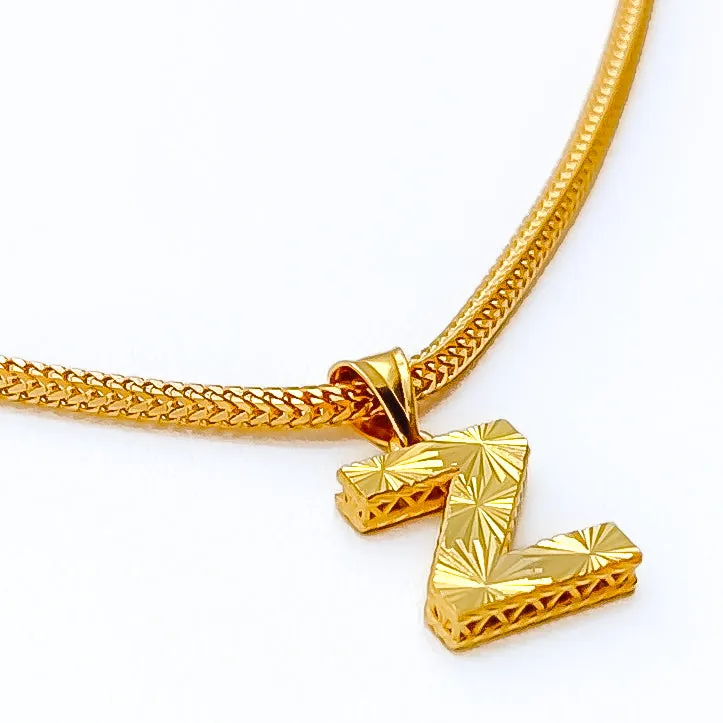 Graceful Decorative 22k Gold Letter Pendant