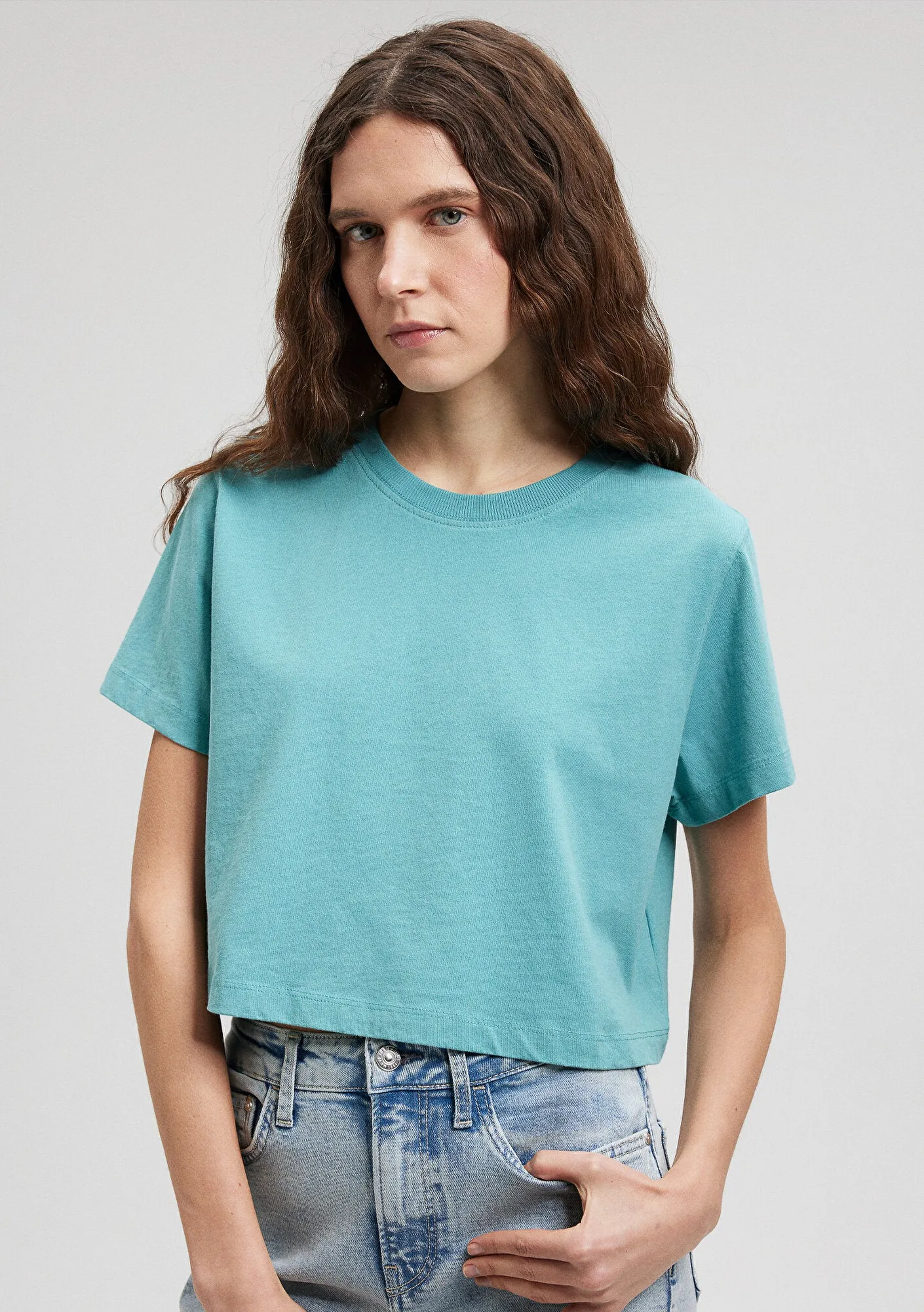 Green Crop Basic T-Shirt