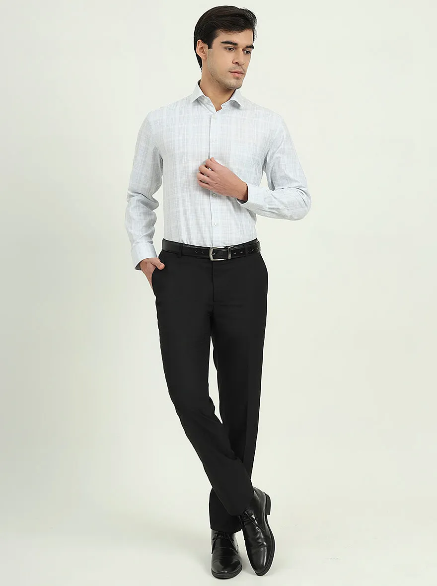 Grey & White Checked Regular Fit Formal Shirt | Greenfire