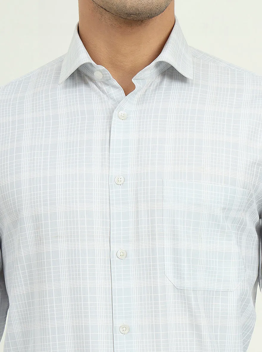 Grey & White Checked Regular Fit Formal Shirt | Greenfire