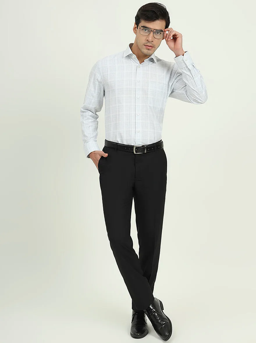 Grey & White Checked Regular Fit Formal Shirt | Greenfire