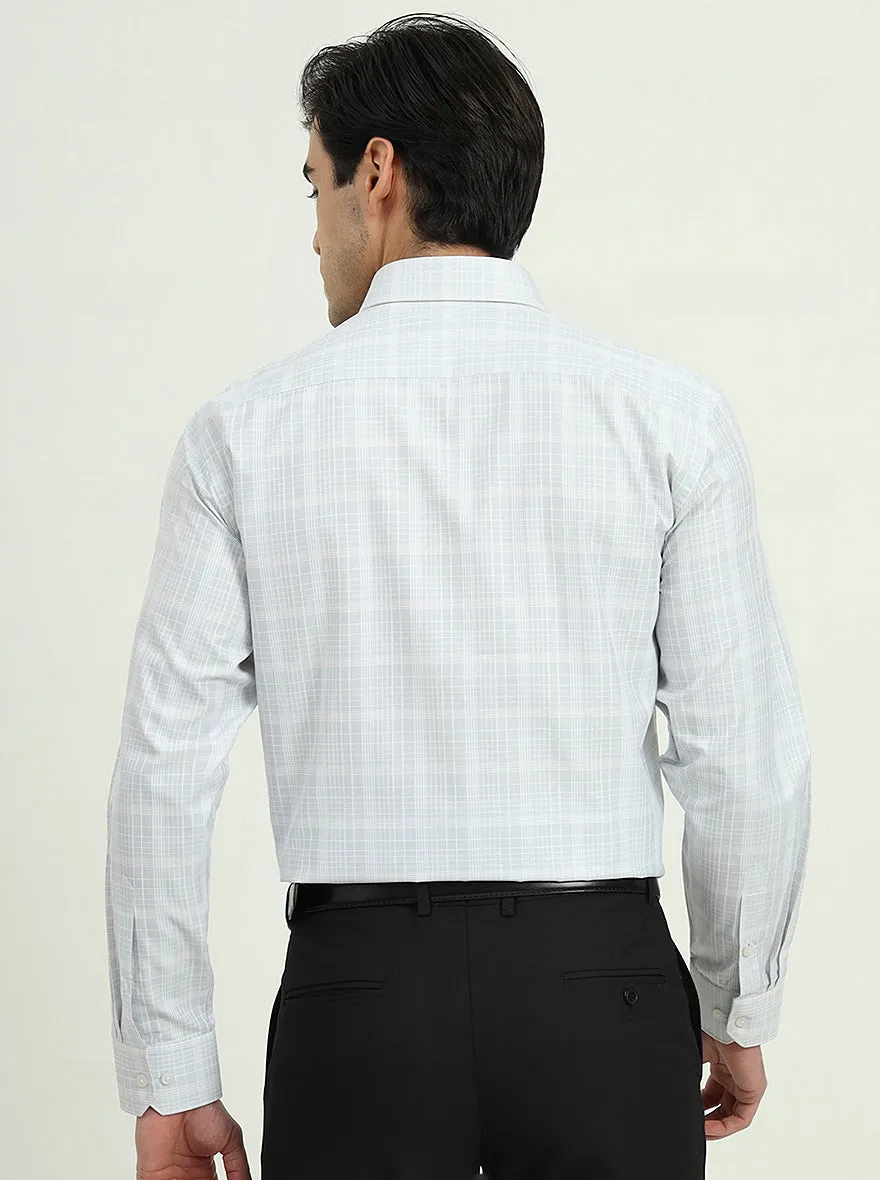 Grey & White Checked Regular Fit Formal Shirt | Greenfire