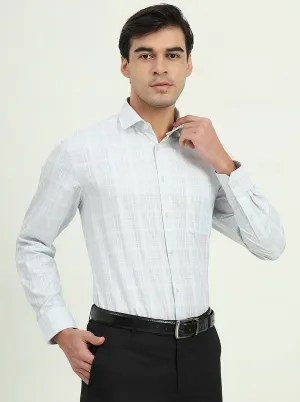 Grey & White Checked Regular Fit Formal Shirt | Greenfire
