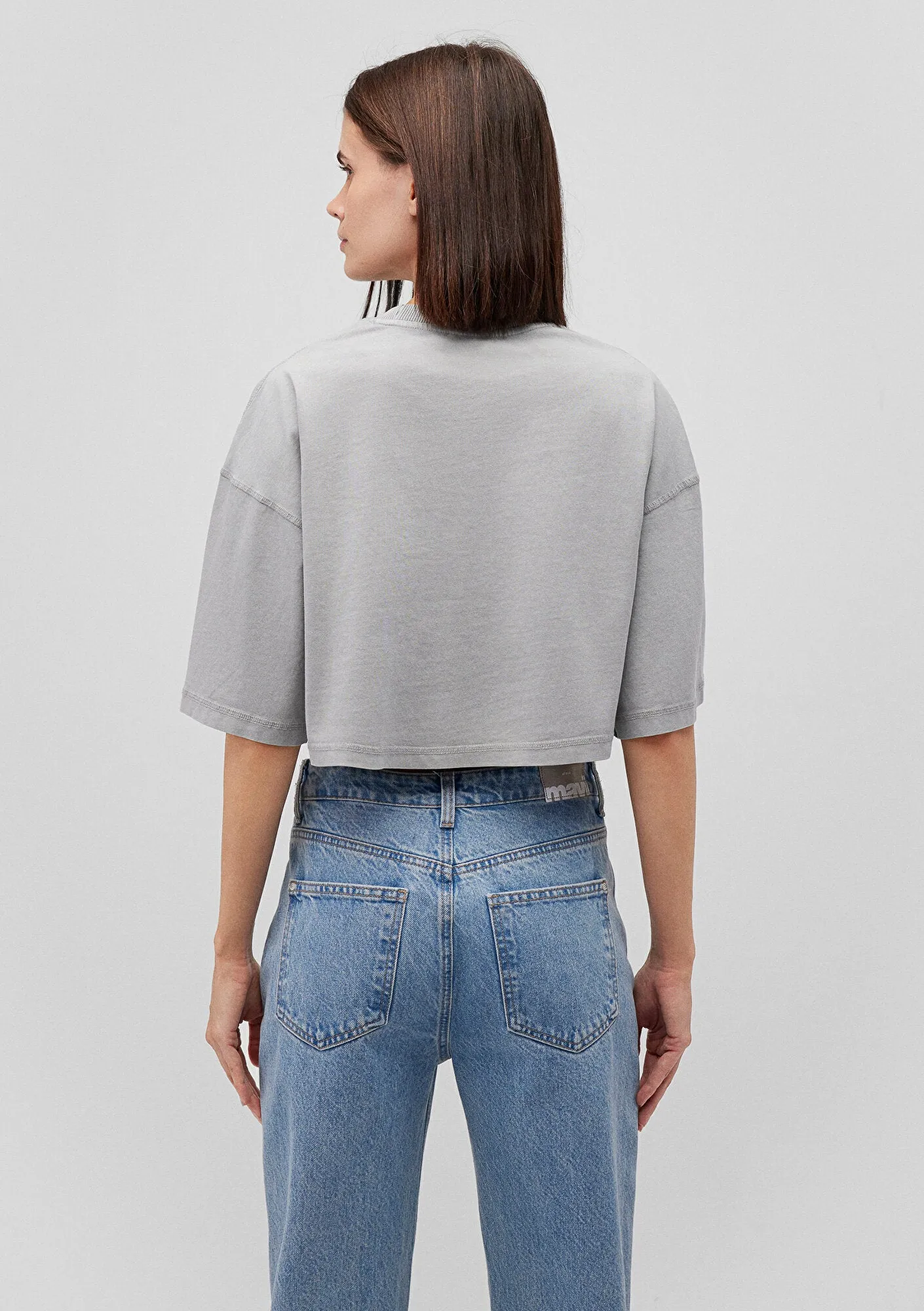 Grey Basic Crop T-Shirt