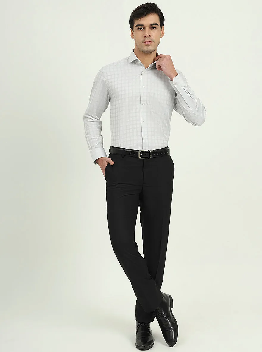 Grey Checked Regular Fit Formal Shirt | Greenfire
