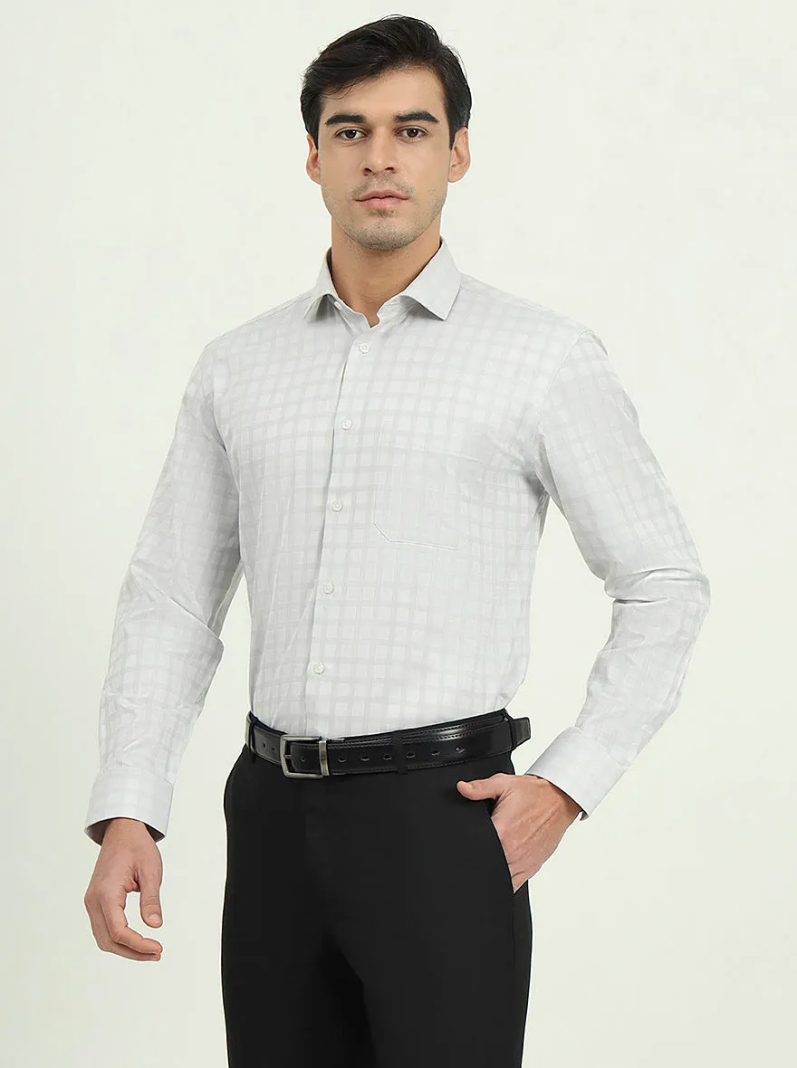 Grey Checked Regular Fit Formal Shirt | Greenfire