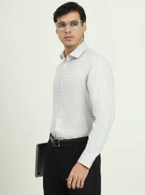Grey Checked Regular Fit Formal Shirt | Greenfire
