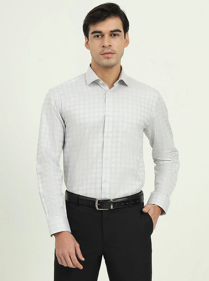 Grey Checked Regular Fit Formal Shirt | Greenfire