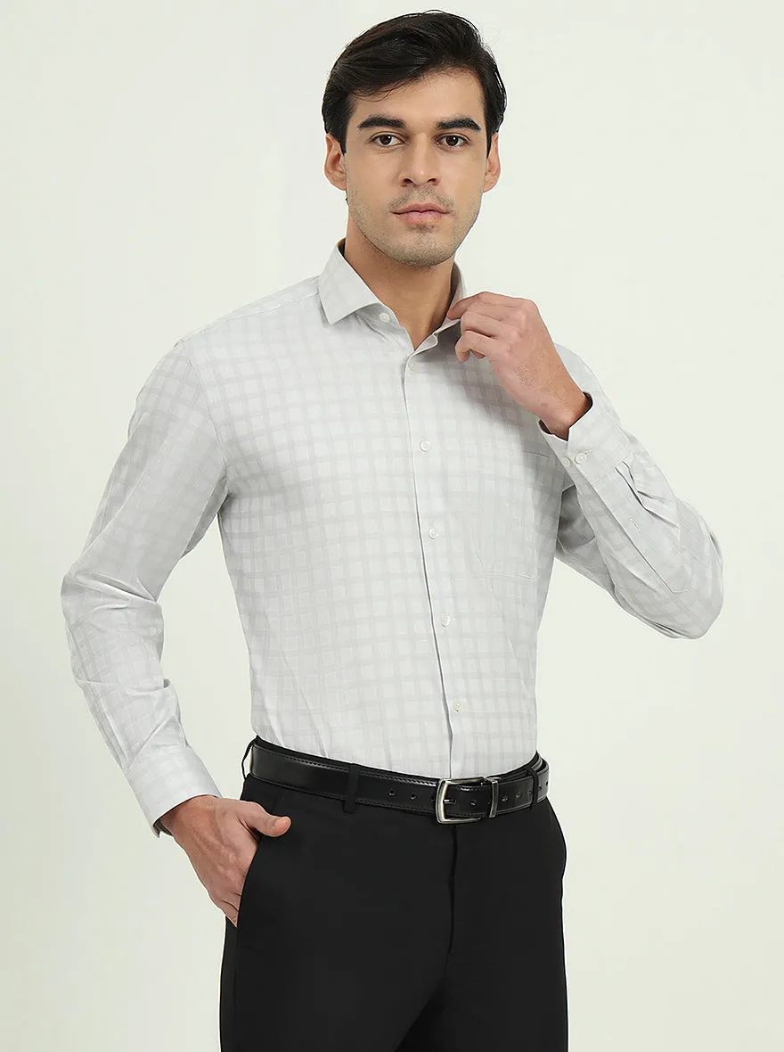 Grey Checked Regular Fit Formal Shirt | Greenfire
