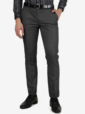 Grey Solid Slim Fit Formal Trouser | Metal