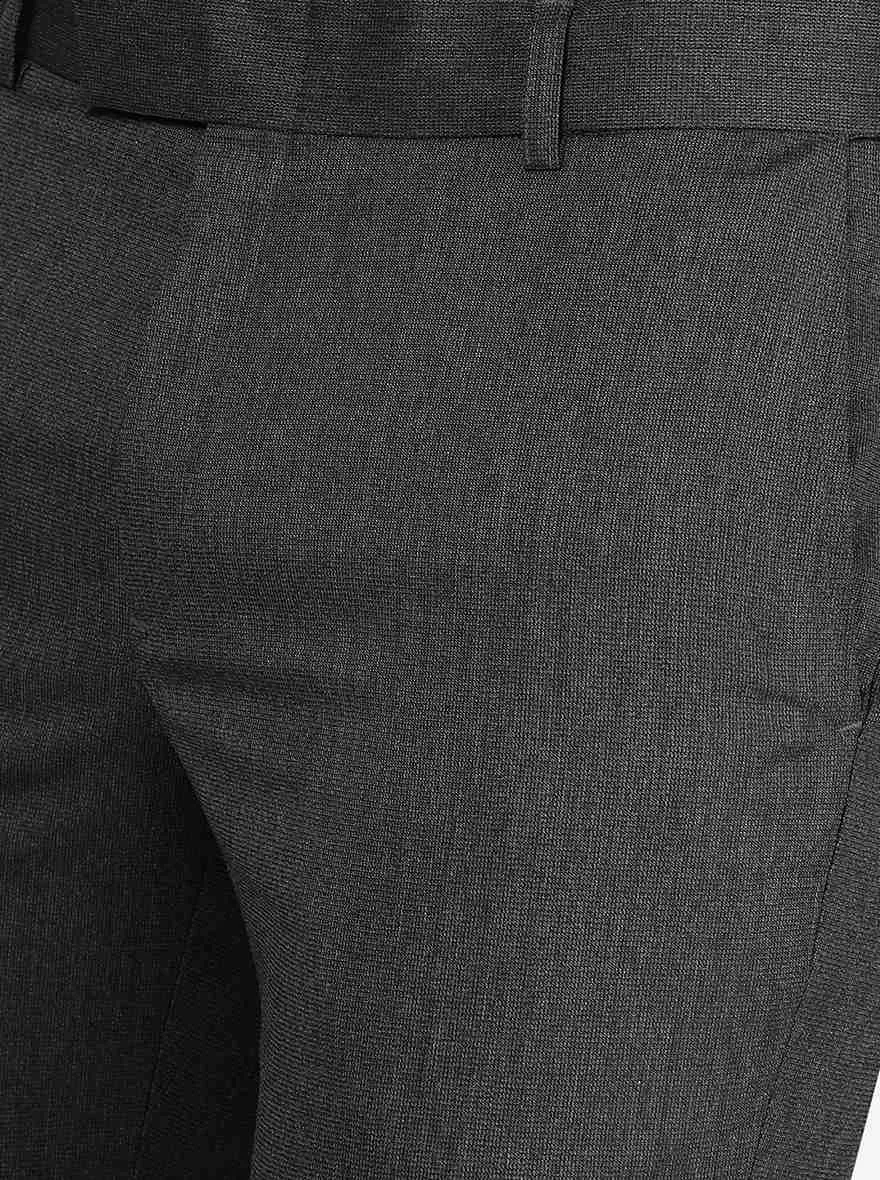 Grey Solid Slim Fit Formal Trouser | Metal
