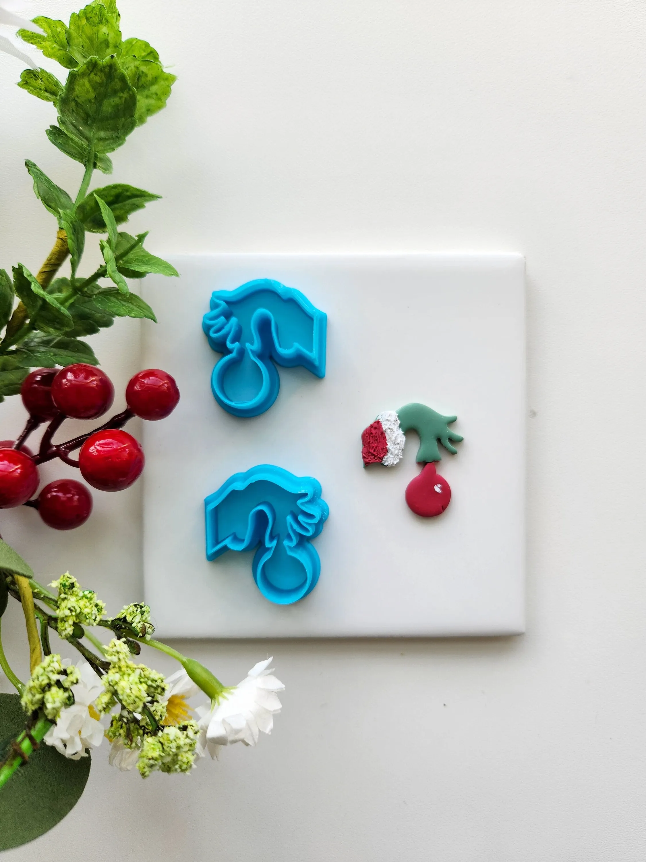 Grinch Bauble Set | Christmas Polymer Clay Cutter