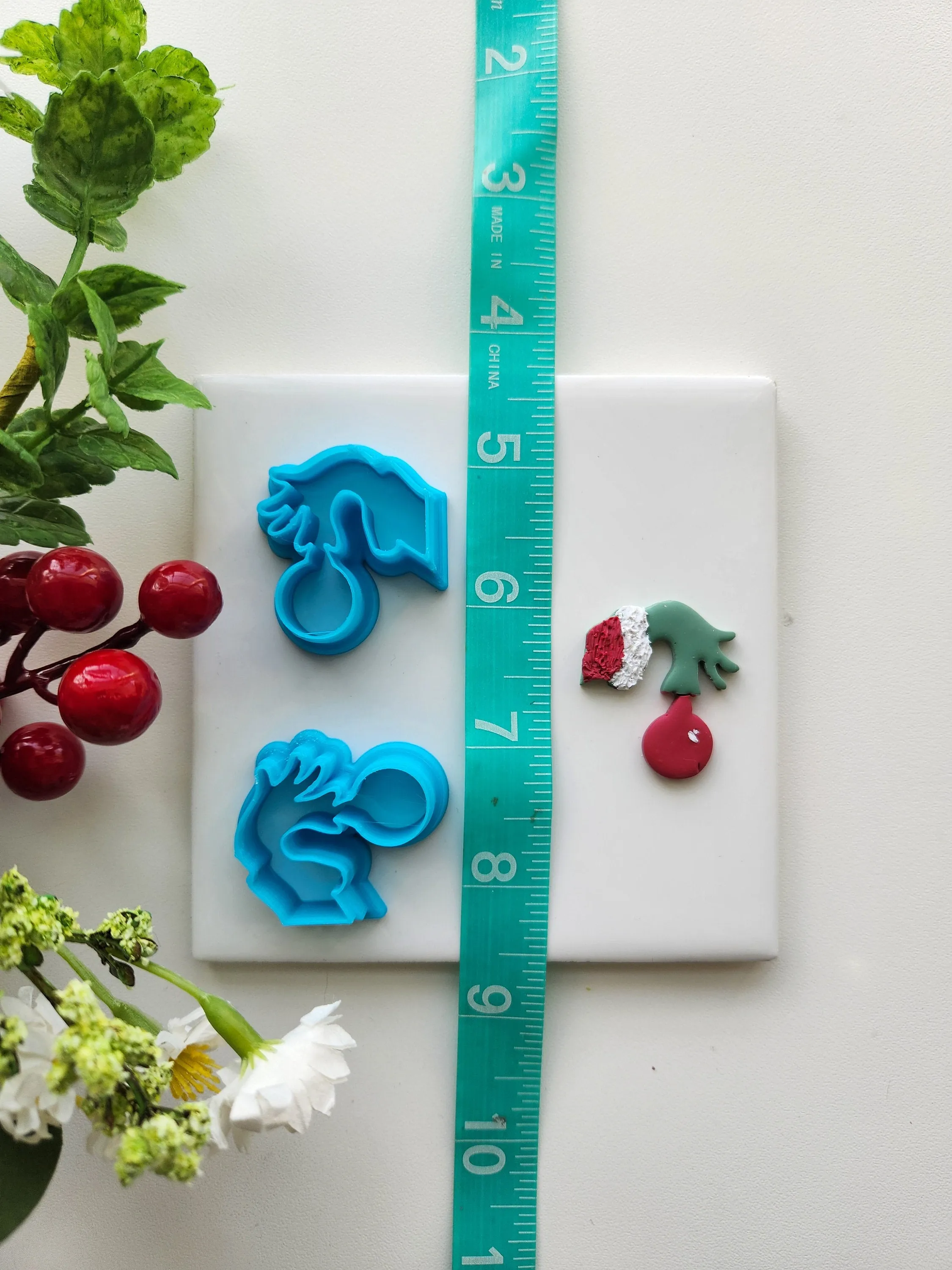 Grinch Bauble Set | Christmas Polymer Clay Cutter
