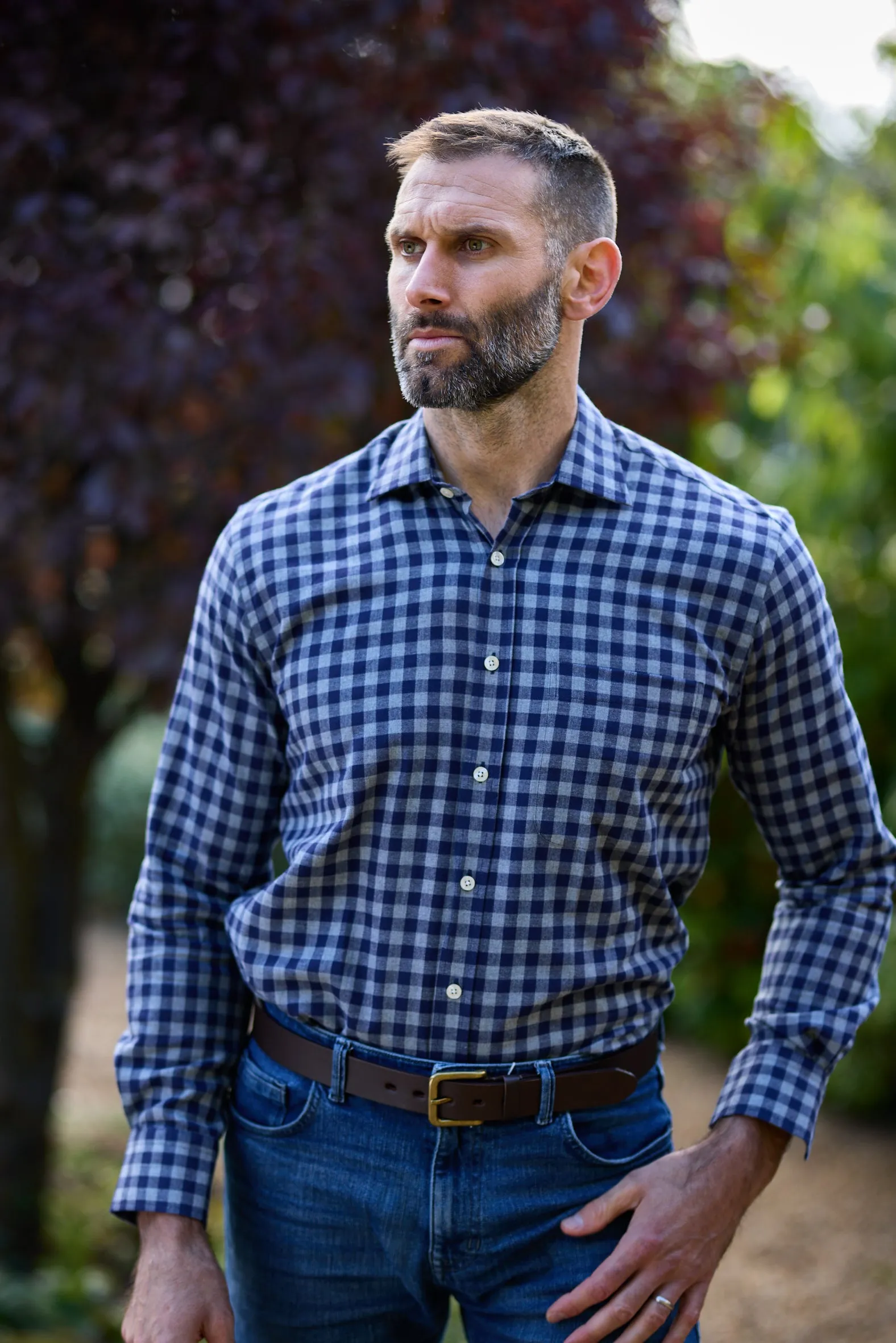 Gun Hill Mens Richmond Shirt - Navy/grey