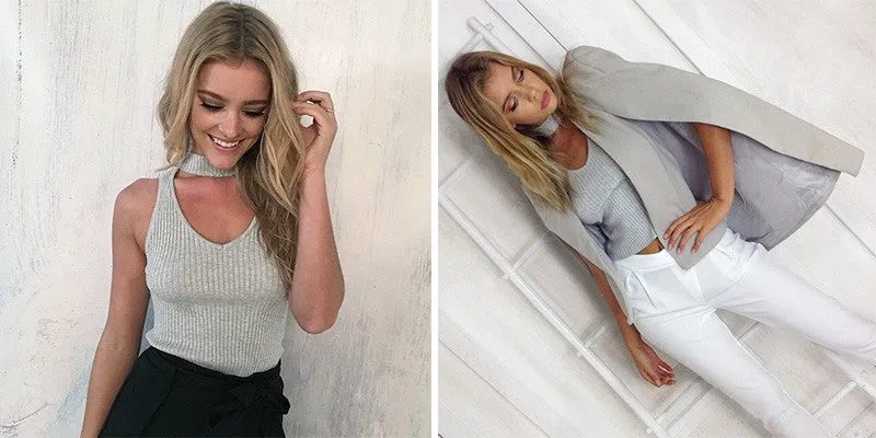 Halter Knitted Sleeveless Tank Top