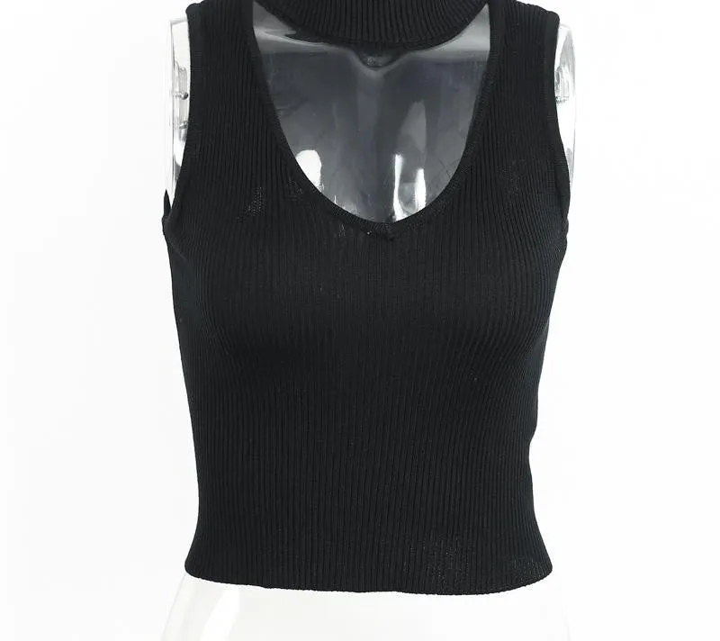 Halter Knitted Sleeveless Tank Top