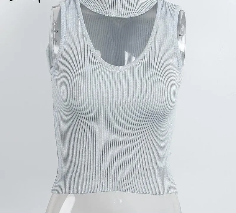 Halter Knitted Sleeveless Tank Top