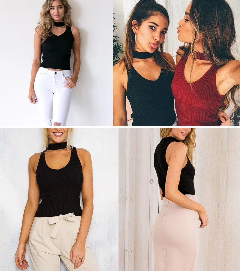 Halter Knitted Sleeveless Tank Top
