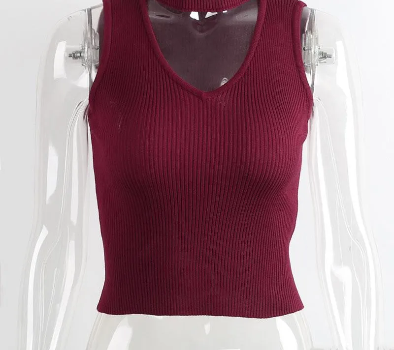 Halter Knitted Sleeveless Tank Top